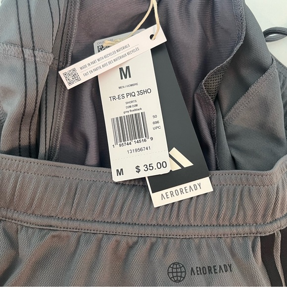 NWT Adidas Men’s Medium Gray Exercise Shorts - Picture 3 of 4